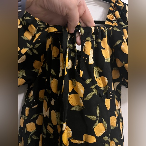 NWT Cider Lemon Milkmaid Split Knotted Shirred Slit Leg Midi Dress - Picture 4 of 14